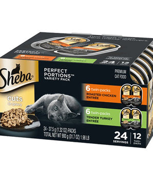 Sheba Perfect Portions Cuts Roasted Chicken- Turkey Grain Free Cat Food 2.6Oz-12Pk