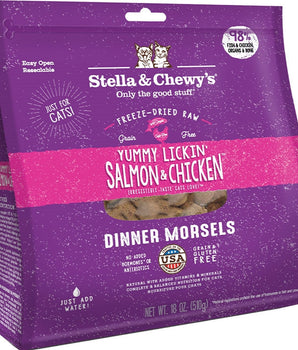 Stella and Chewys Cat Freeze-Dried Dinner Yummy Salmon and Chicken 18Oz
