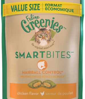 Greenies FELINE SMARTBITES Hairball Control Chicken Flavor Cat Treat 4.6 oz