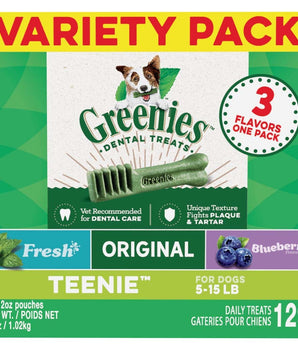 Greenies 3-Flavor Variety Pack Dog Dental Treat Teenie 1ea/36 oz, 129 ct