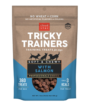 Cloud Star Chewy Tricky Trainers Salmon Flavor Dog Treats; 14-Oz. Bag