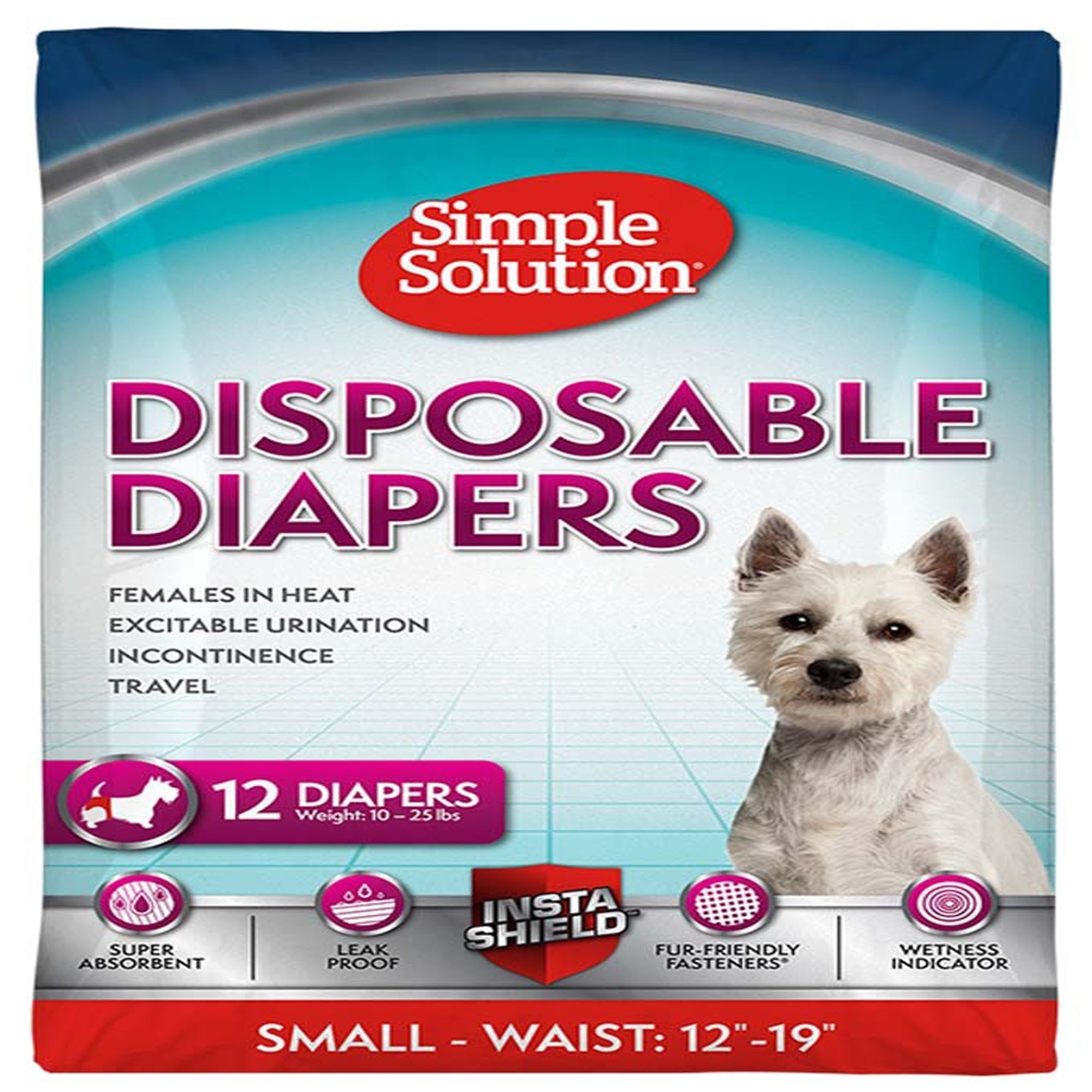Simple Solution Disposable Diapers White 1ea/SM, 12 pk