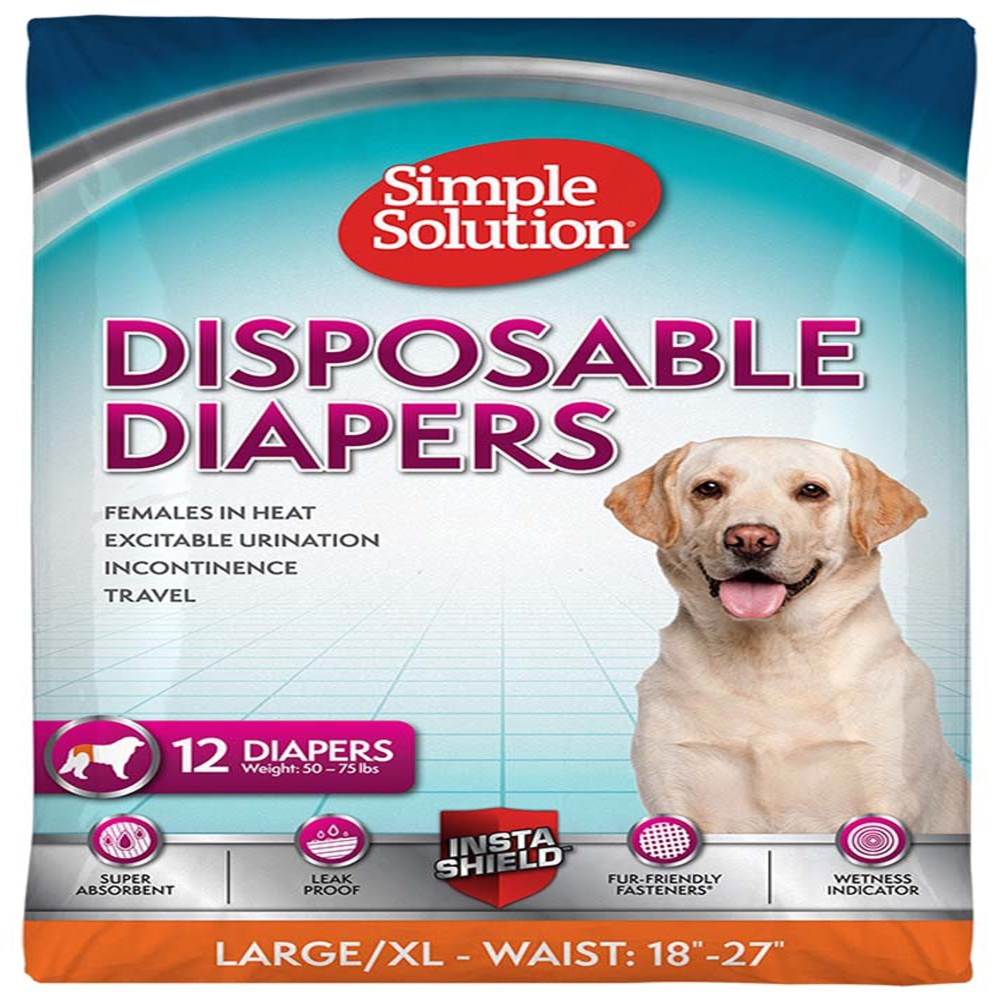 Simple Solution Disposable Diapers White 1ea/LG, 12 pk