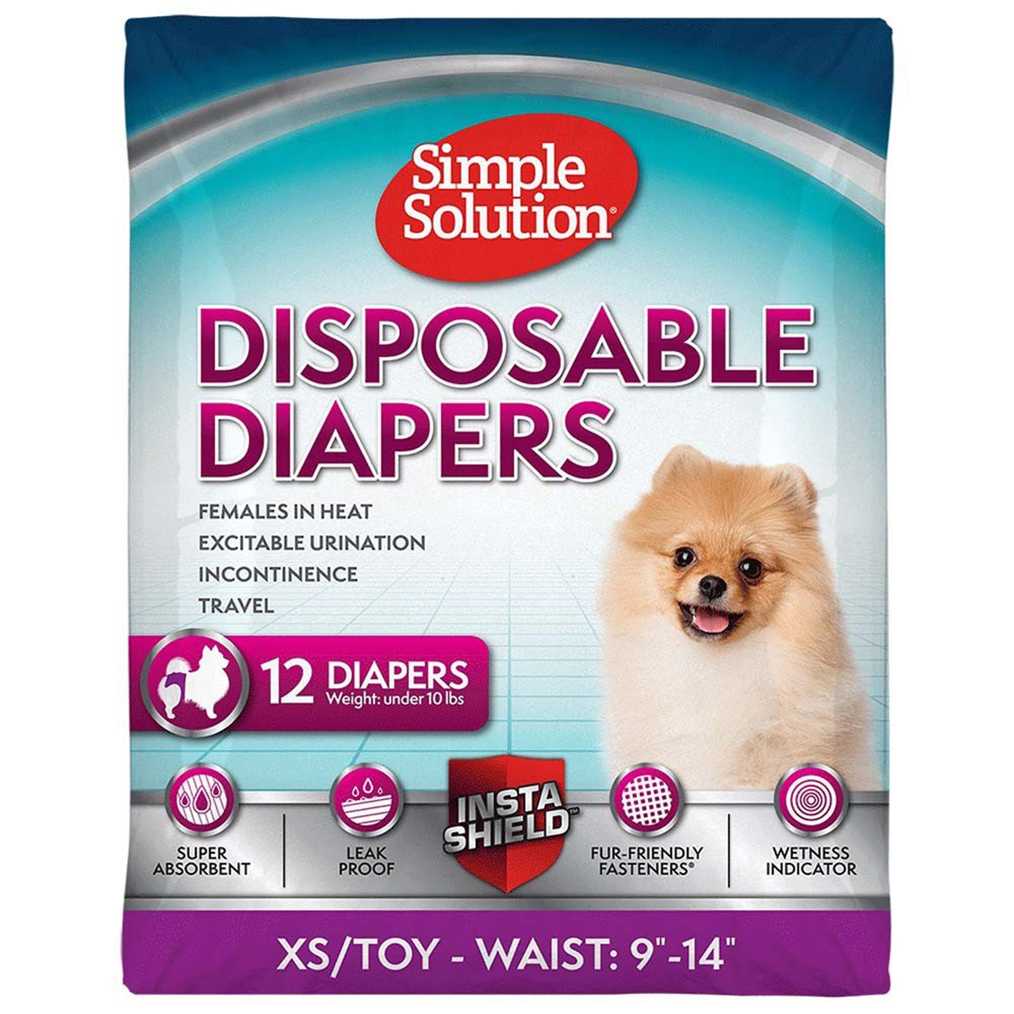 Simple Solution Disposable Diapers White 1ea/XS, 12 pk