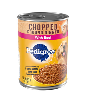 Pedigree Chopped Ground Dinner Adult Wet Dog Food Beef 12ea/13.2 oz, 12 pk
