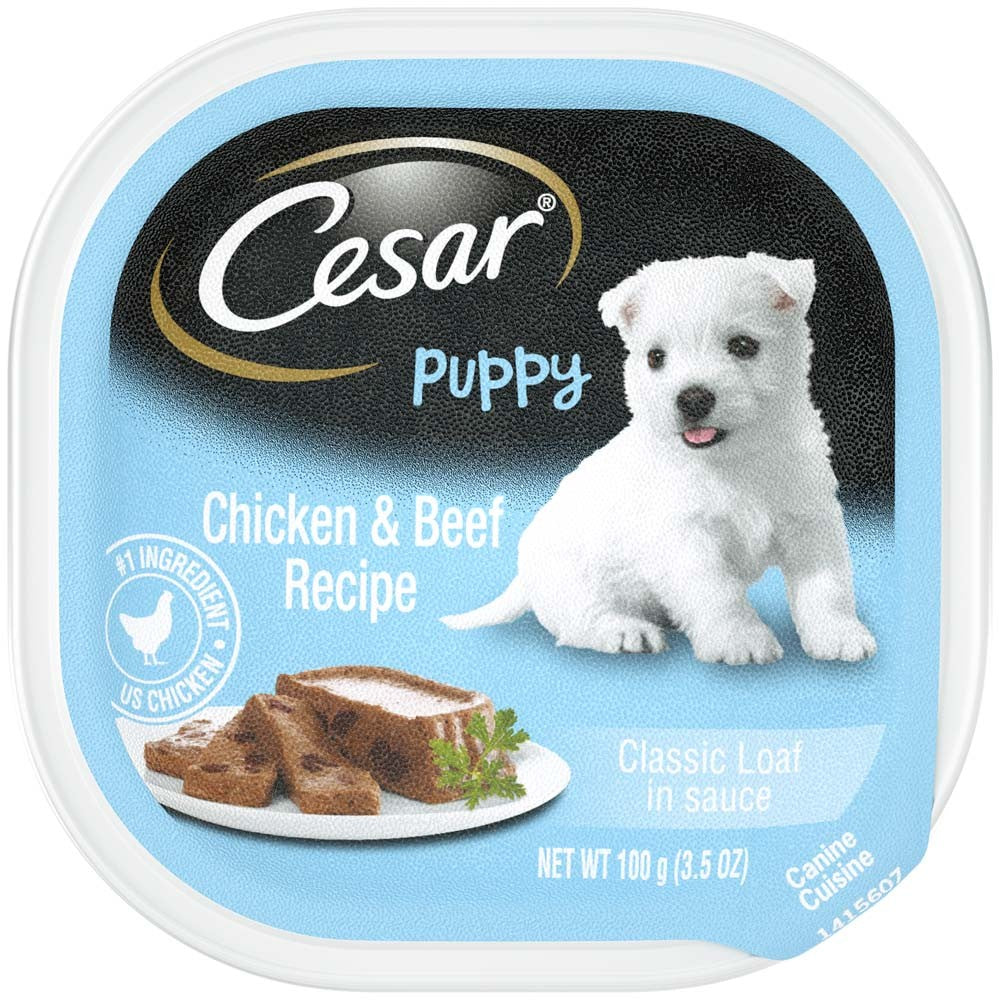 Cesar Classic Loaf in Sauce Puppy Wet Dog Food Chicken & Beef 24ea/3.5 oz, 24 pk