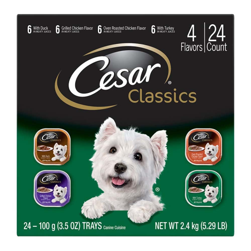 Cesar Classic Loaf in Sauce Adult Wet Dog Food Variety Pack (Duck, Chicken, Turkey) 1ea/84.66 oz, 24 pk