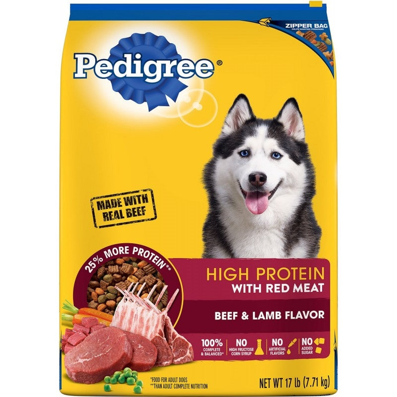 Pedigree High Protein Adult Dry Dog Food w/Red Meat Beef & Lamb 1ea/3.5 lb