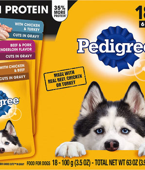 Pedigree High Protein Adult Wet Dog Food Pouch Variety Pack 3.5oz. (Case of 18)