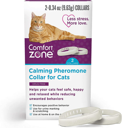 Comfort Zone Cat Calming Pheromone Collar; Anxiety and Stress Relief Aid; Breakaway Design; White; Single Pack
