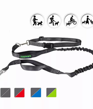 JESPET Hands Free Dog Leash for Running, Walking, Hiking Jogging for Medium & Large Dogs up to 150lbs, Durable Dual Handle Waist Leash with Reflective Bungee and Adjustable Waist