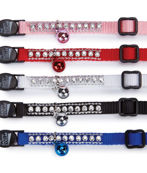 MT Rhinestone Cat Collar Blk