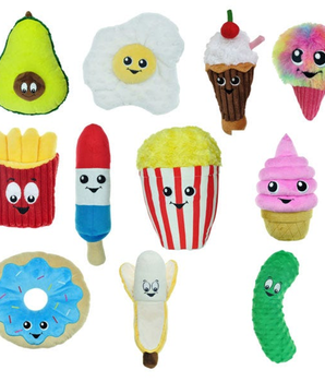 Avocado, Fries, Eggs, Ice cream Dog Toys - Food Junkeez Plush Food