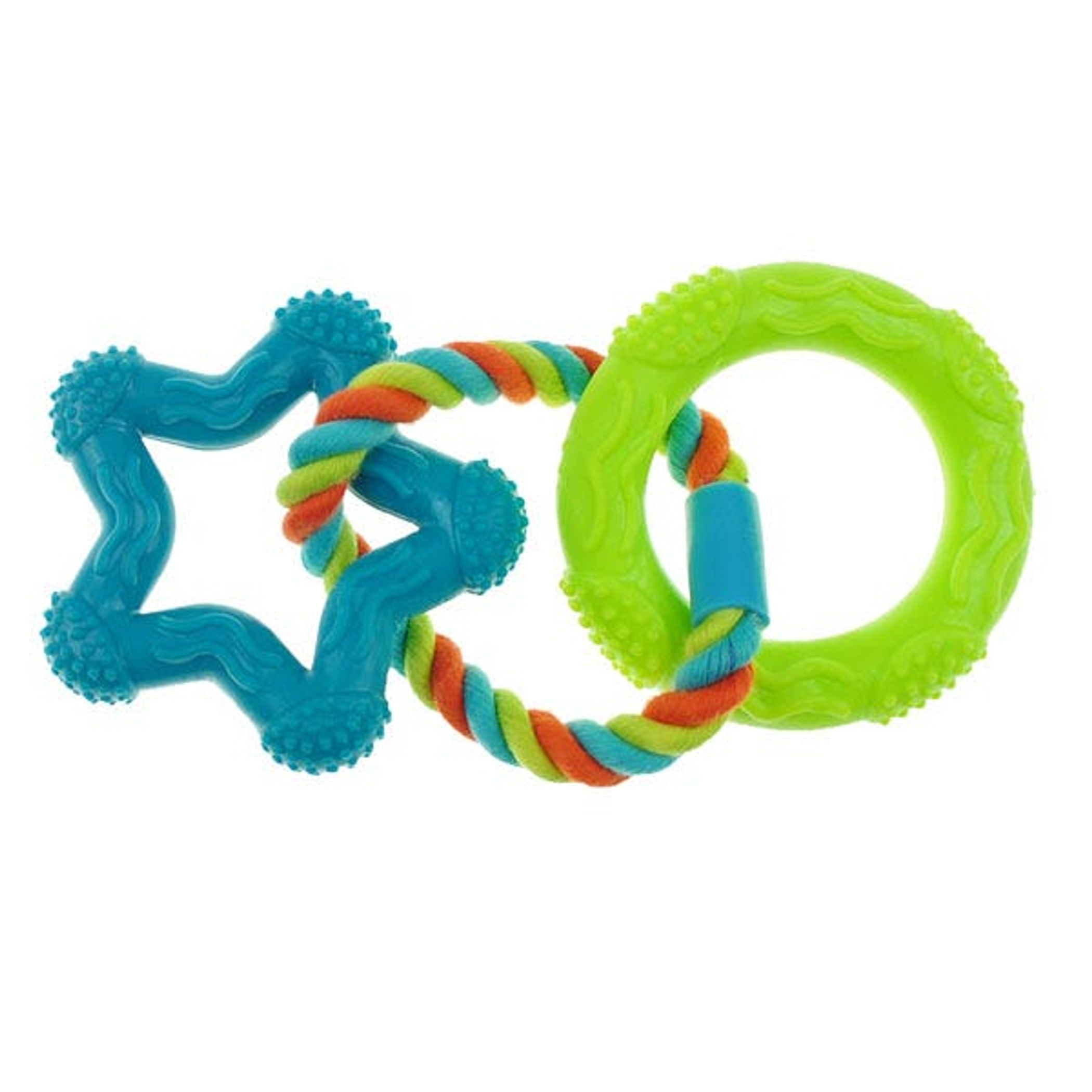 Chomper 3 ring TPR Rope toy Star Blu