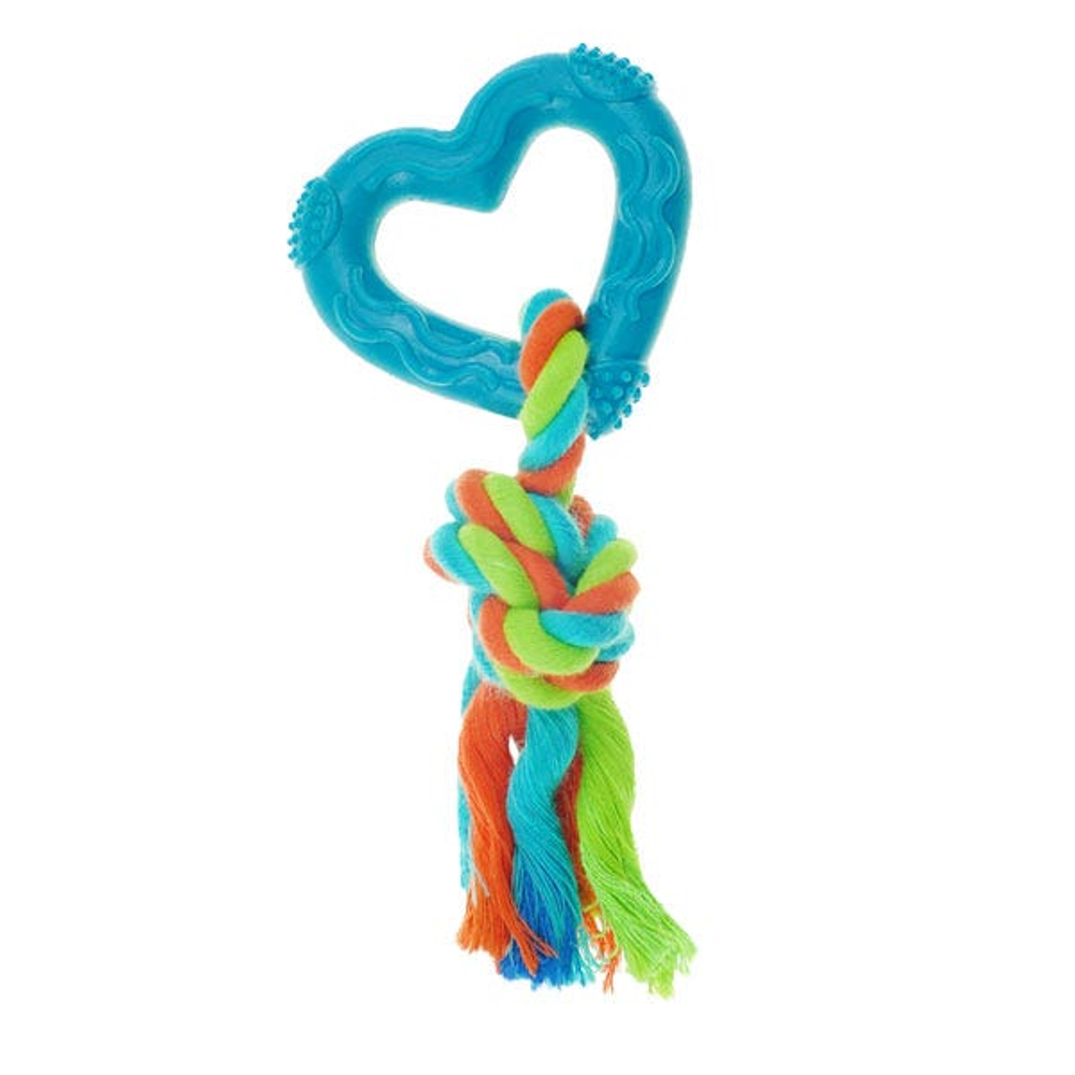 Chomper Rope with TPR Heart Blu