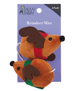 Savvy Tabby Reindeer Mice 2Pc