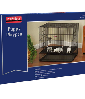 PS Puppy PlayPen w/Plastic Pan L Blk