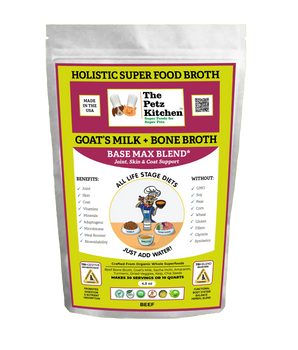 Goats Milk + Bone Broth Base Max* Joint, Skin & Coat Support Broth* The Petz Kitchen Dog & Cat