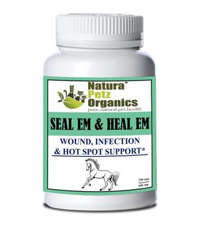 Seal Em & Heal Em Capsules Equine- Wound, Infection Ulcer Bite Bleeding & Hot Spot Support*