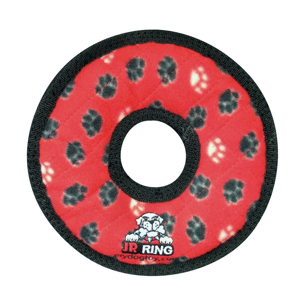 Tuffy Jr Ring Durable Dog Toy Red Paw 1ea/7 in