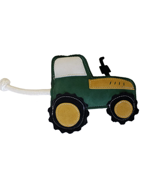 Vegan Leather Green Tractor Eco Friendly Dog Toy