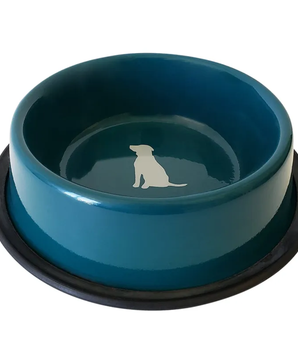 Nonskid Dog Bowl with Cool Gray Dog Silhouette