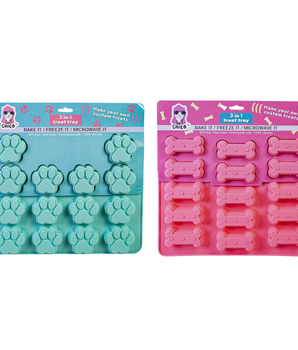 Set of Dog Bone and Paw Print 3 in 1 Silicone Baking Treat Trays