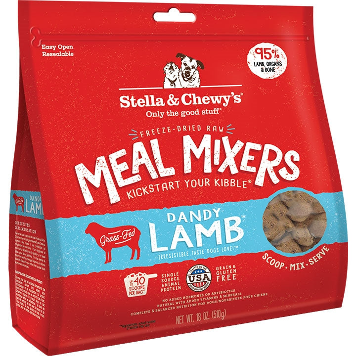 Stella And Chewys Freeze Dried Raw Dandy Lamb Meal Mixers Grain-Free Dog Food Topper 18 oz.
