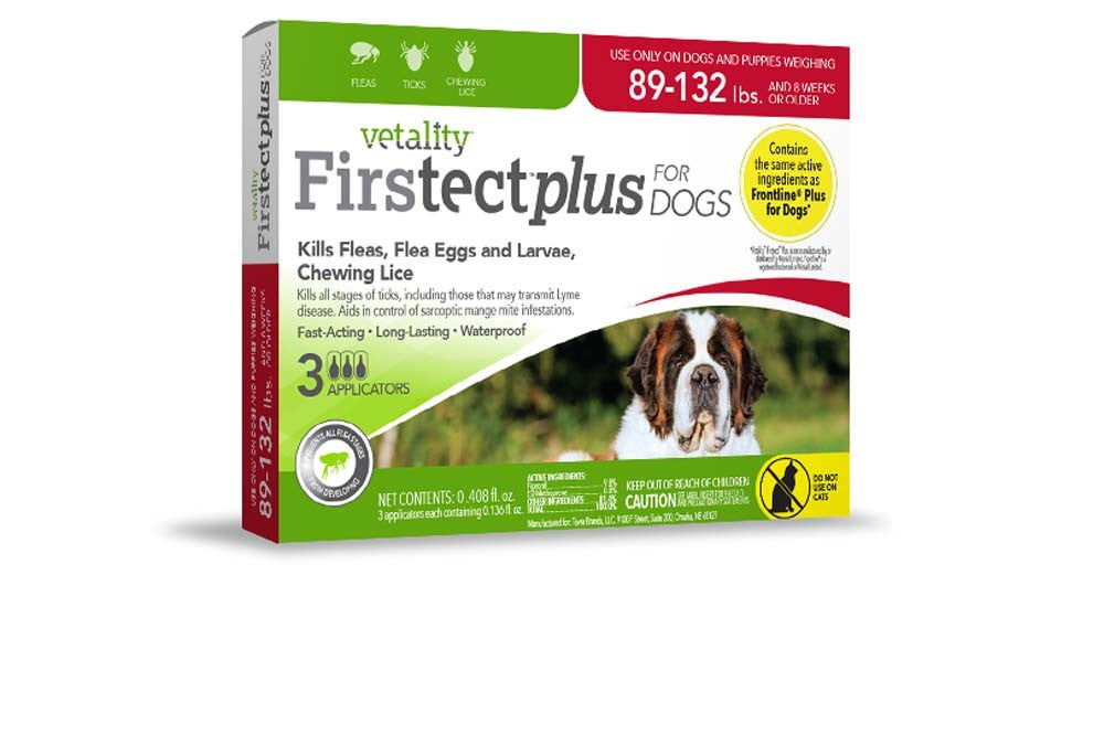Vetality Firstect Plus Flea & Tick for Dogs 1ea/89-132 lb, 3 ct