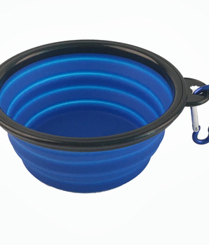 Single Blue Silicone Collapsible Travel Bowl