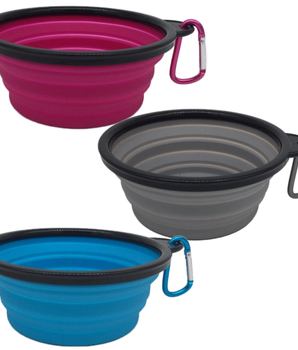 Mr. Peanut's Collapsible Silicone Bowls with Color Matched Carabiner Clips