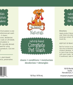 Mr. Peanut's Naturals 5 In 1 Pet Wash - Organic Dog Shampoo & Conditioner - Defense Against Dandruff, Allergies, & Itchy, Dry, Sensitive Skin