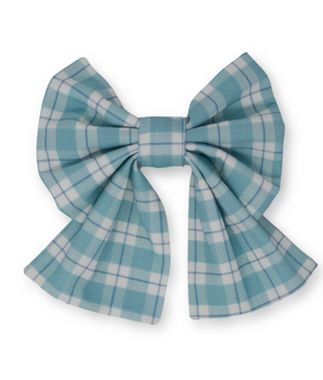 Seaside Plaid Sailor Dog Bow