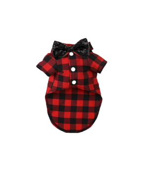 My Fancy Buffalo Plaid Bowtie Dog Shirt