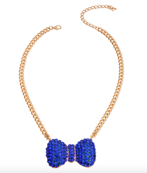 Royal Blue Bow Necklace- Big Dog Necklace