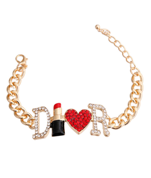 Dior-able Lipstick Gold Dog Necklace