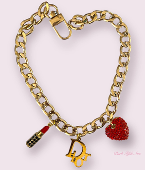 Dior-able Rhinestone Heart Charm Dog Necklace