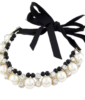 Lovely Pearl Ribbon Necklace