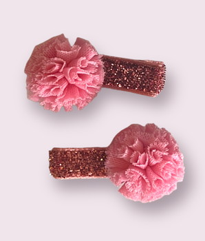 Mini Tulle Pom Pom Dog Hair Barrettes