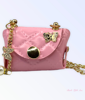 Pink Quilted Butterfly Pick-Up Bag