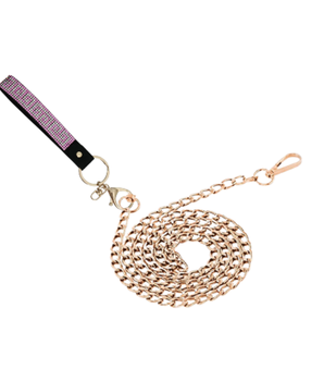 Pink Rhinestone & Gold Metal Lead