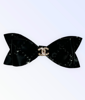 Quilted CC Leather Hair Bows