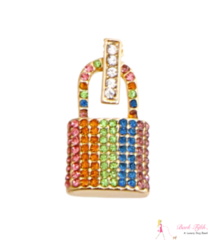 Rainbow Rhinestone Lock Charm