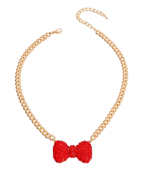 Red Bow Pendant Necklace