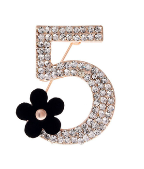 Rhinestone no. 5 Flower Brooch