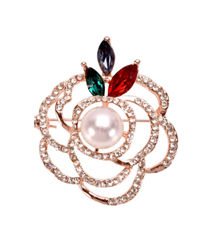 Rose Gold Pearl Brooch