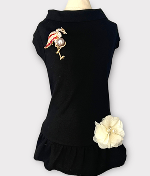 Elegant Flamingo Rhinestone and Pearl-Dog Dress