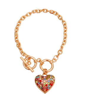 Gold Chain 3D Multi-Color Heart Dog Necklace