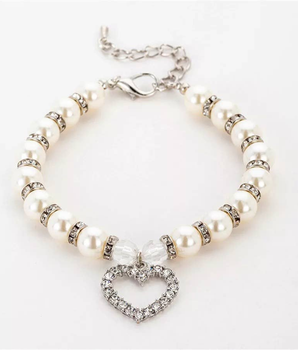 Heart and Pearl Necklace- White