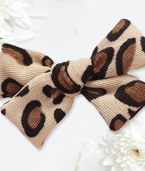 Cheetah Corduroy Knot Bow Hair Clip